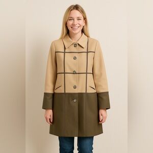 Braefair windowpane colorblock vintage wool Coat size 12. CC2